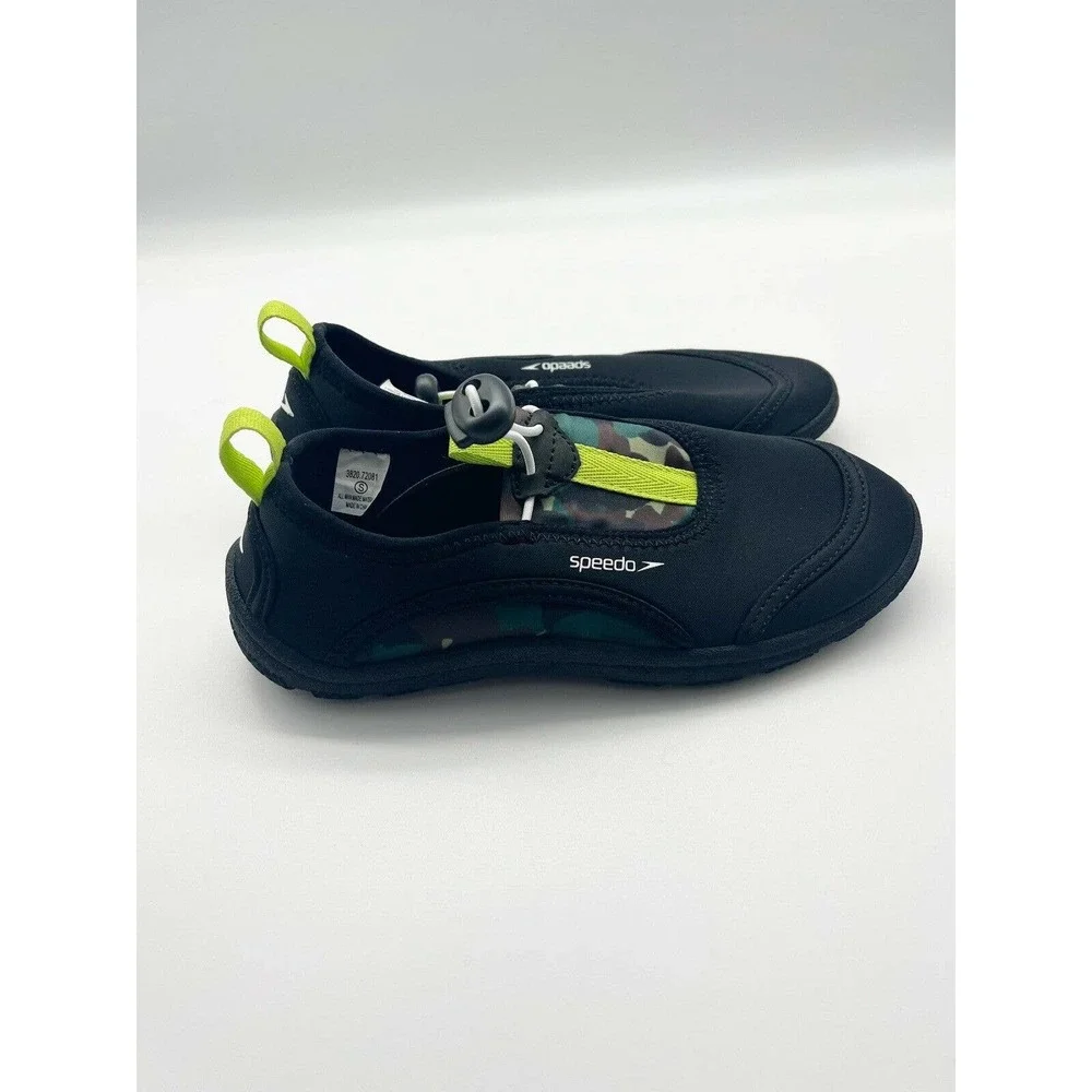 Speedo Black Green Camo Print Slip On Drawcord Water Shoes Size Small 13 / 1